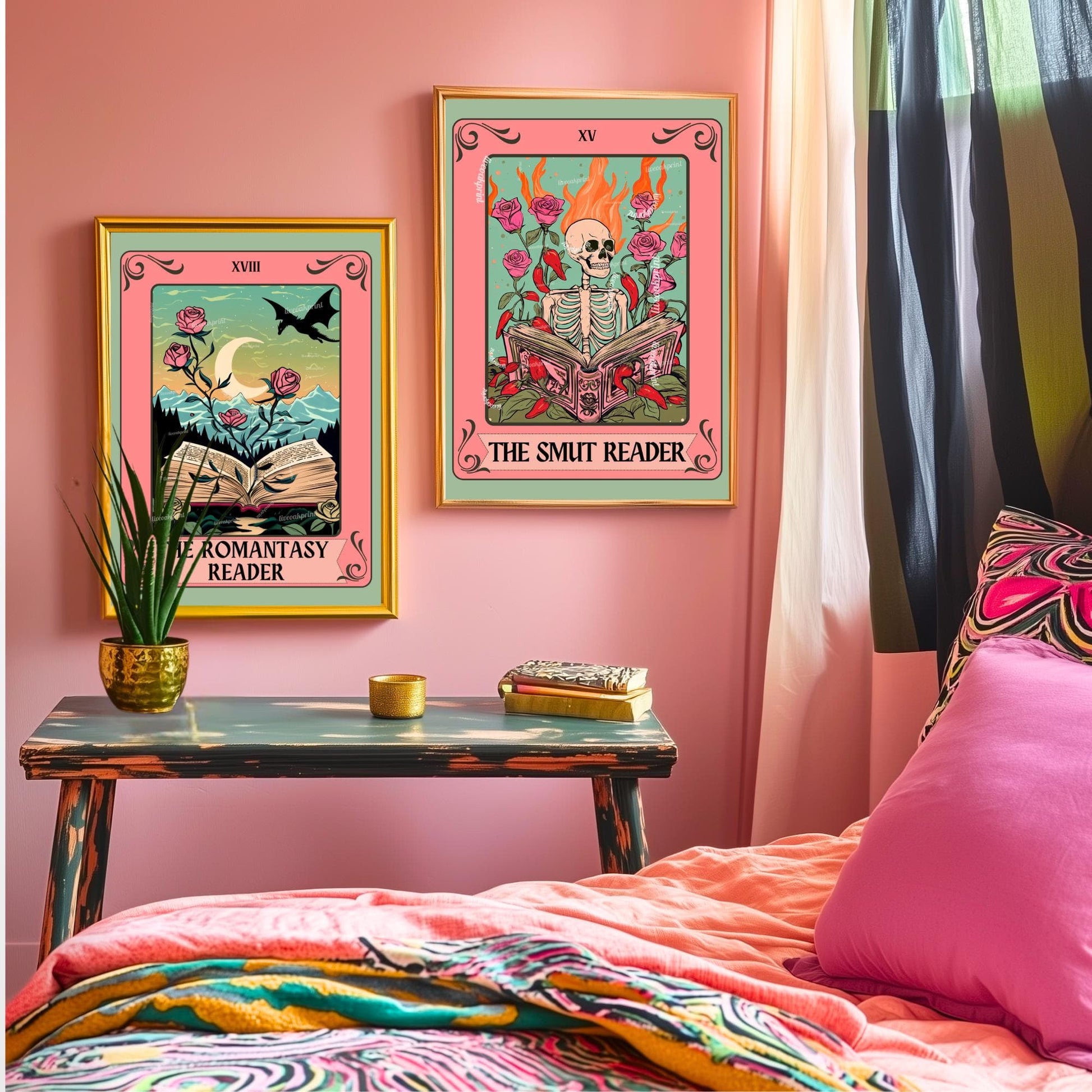 The Romantasy Reader Tarot Print – Romance Book Fan Art Wall Decor Booktok Romantasy Aesthetic Gift Fantasy Book Lover Art Print