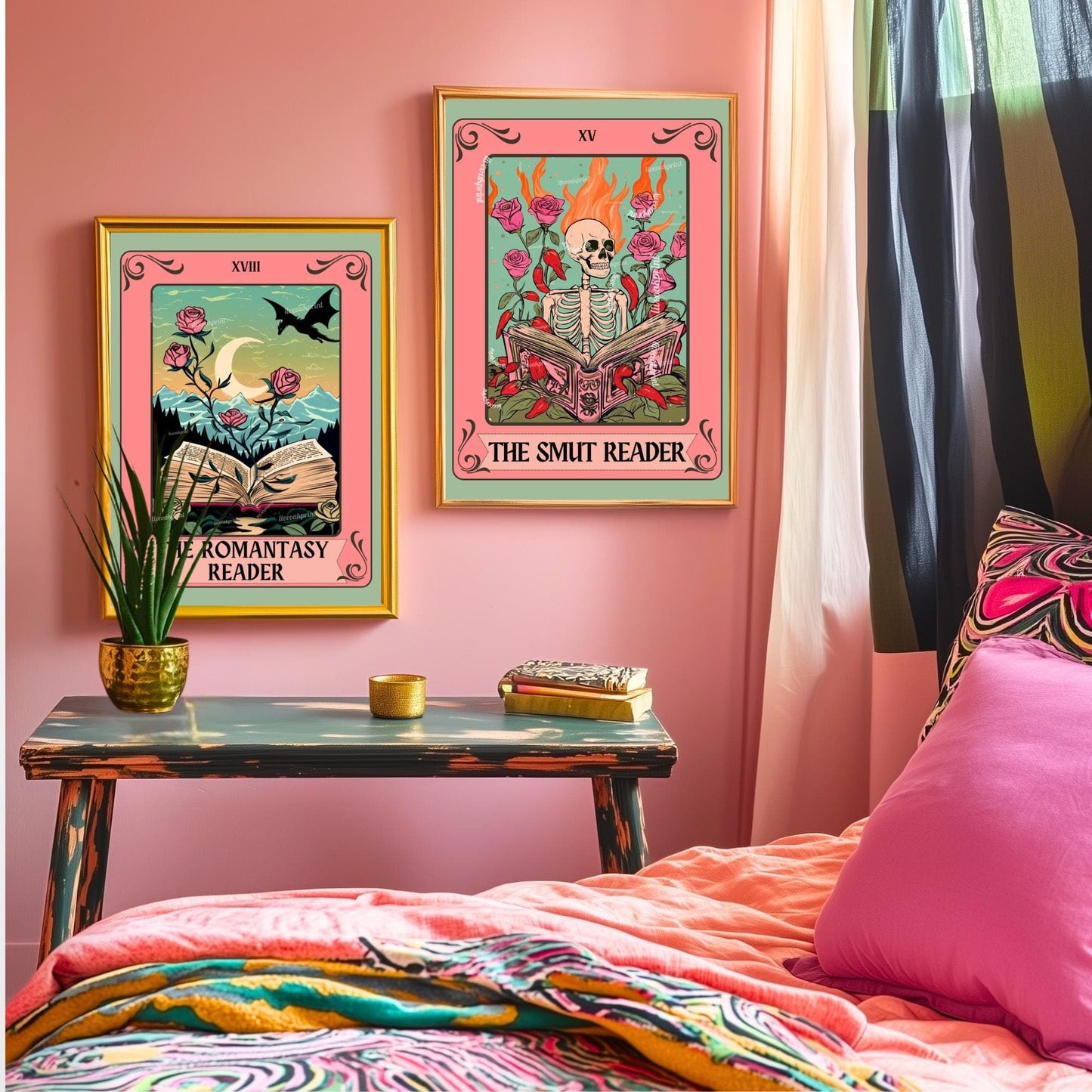 The Romantasy Reader Tarot Print – Romance Book Fan Art Wall Decor Booktok Romantasy Aesthetic Gift Fantasy Book Lover Art Print