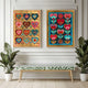 Sacred Folk Heart Wall Art Set – Vibrant Heart & Floral Prints – Bold Whimsical Art for Boho, Maximalist, or Eclectic Home Decor