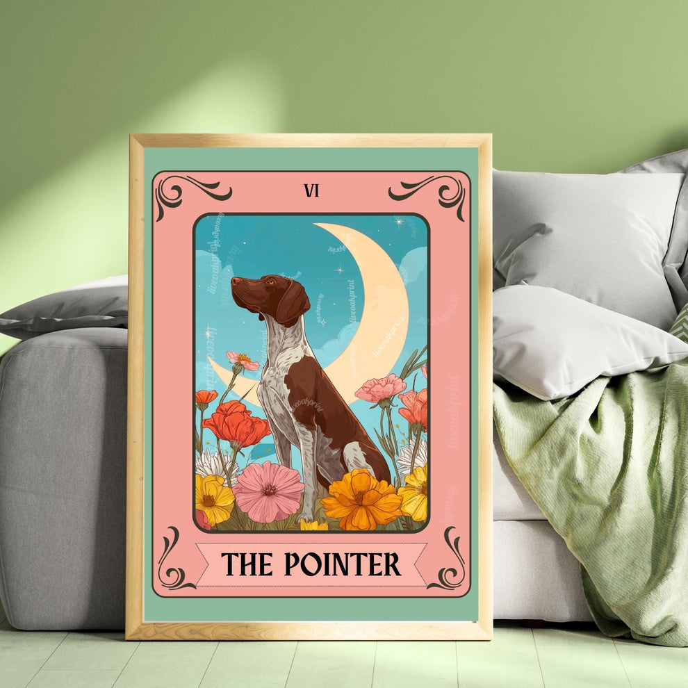 German Shorthaired Pointer Wall Art – GSP Tarot Dog Art Print – GSP Gift for Dog Lovers Boho Tarot Poster Pet Decor for Living Room