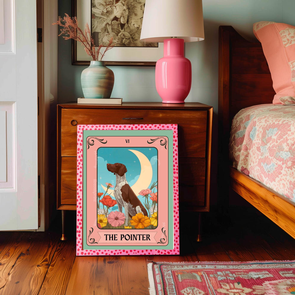 German Shorthaired Pointer Wall Art – GSP Tarot Dog Art Print – GSP Gift for Dog Lovers Boho Tarot Poster Pet Decor for Living Room