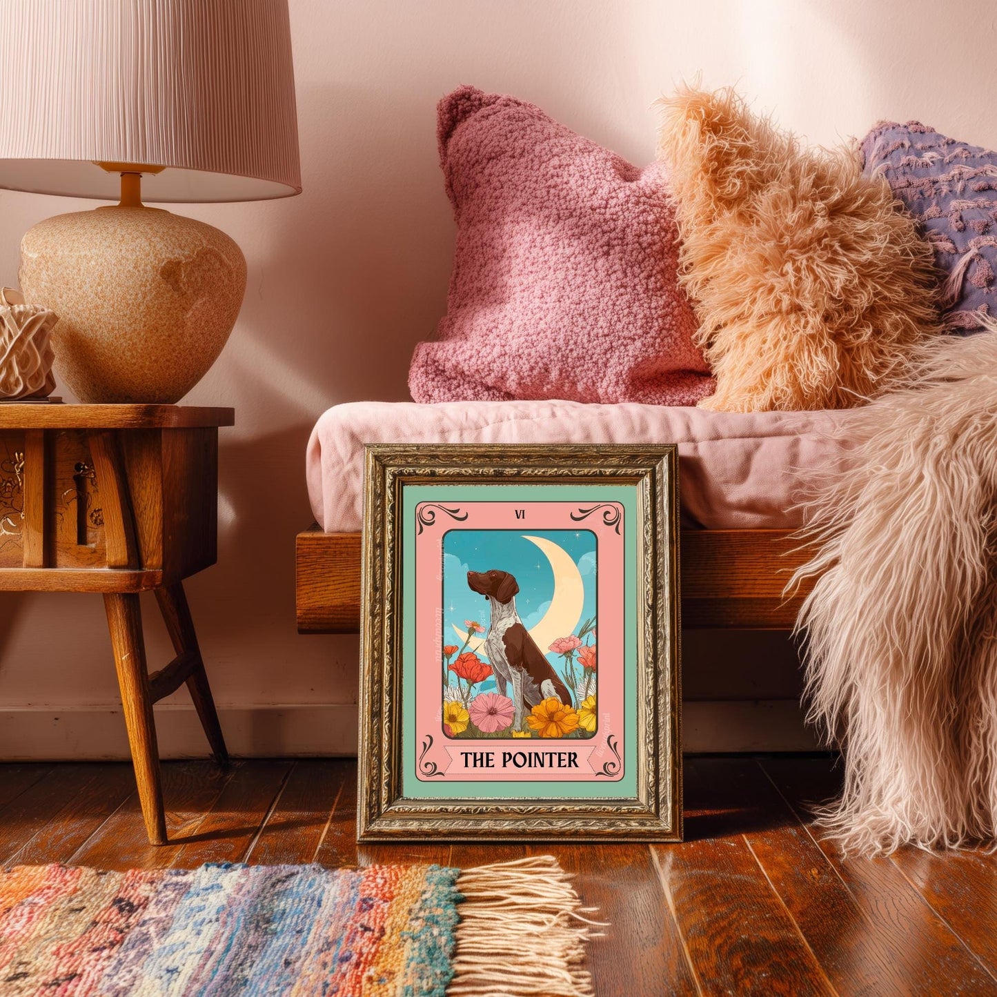 German Shorthaired Pointer Wall Art – GSP Tarot Dog Art Print – GSP Gift for Dog Lovers Boho Tarot Poster Pet Decor for Living Room