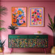 Pink and Orange Floral Art Set – Bold Maximalist Flower Prints – Vibrant Wall Art for Bedroom, Living Room, or Gallery Wall