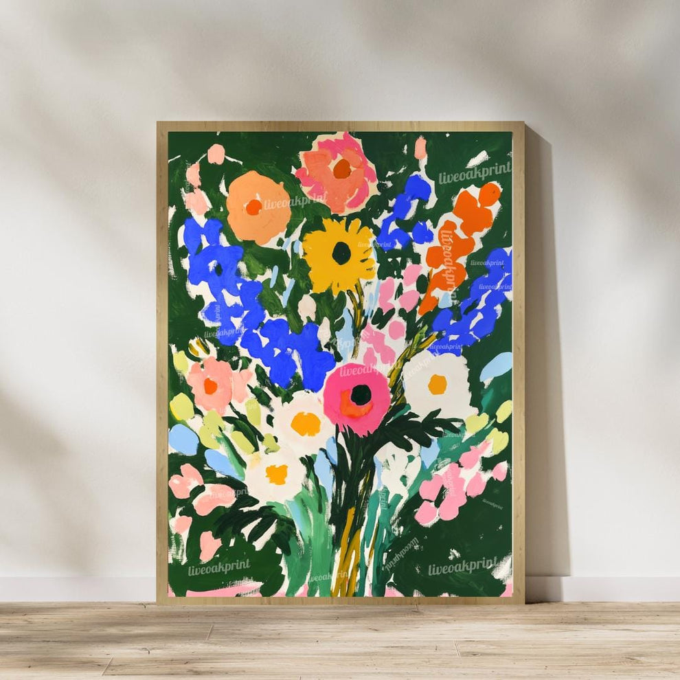 Set of 2 Green Floral Art Prints