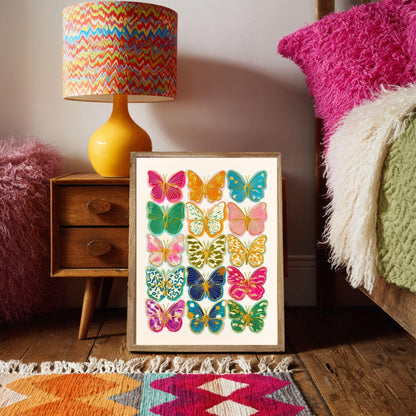 Colorful Butterfly Wall Art Print – Maximalist Dopamine Decor for Bedroom, Living Room, or Boho Gallery Wall Dorm Wall Decor Funky Kids Room