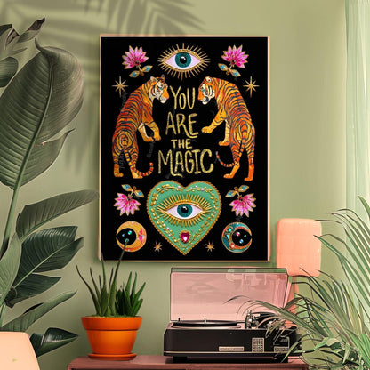 You Are The Magic Print – Tiger Wall Art Jungalow Print Surrealist Wall Art Witchy Wall Decor Boho Eye Wall Art Witchy Wall Decor