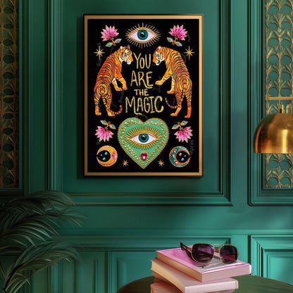 You Are The Magic Print – Tiger Wall Art Jungalow Print Surrealist Wall Art Witchy Wall Decor Boho Eye Wall Art Witchy Wall Decor