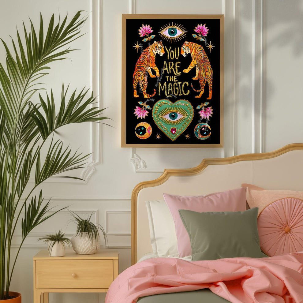 You Are The Magic Print – Tiger Wall Art Jungalow Print Surrealist Wall Art Witchy Wall Decor Boho Eye Wall Art Witchy Wall Decor