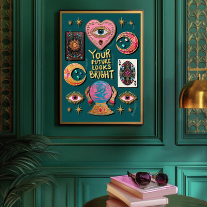 Your Future Looks Bright – Surrealist Wall Art Witchy Wall Decor Fortune Telling Print Eye Wall Art Witchy Wall Decor Inspirational Quote