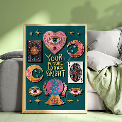 Your Future Looks Bright – Surrealist Wall Art Witchy Wall Decor Fortune Telling Print Eye Wall Art Witchy Wall Decor Inspirational Quote
