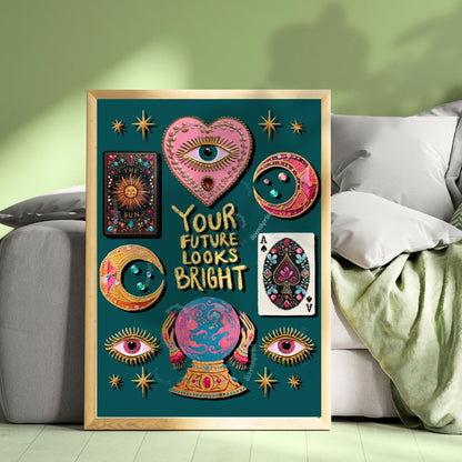 Your Future Looks Bright – Surrealist Wall Art Witchy Wall Decor Fortune Telling Print Eye Wall Art Witchy Wall Decor Inspirational Quote