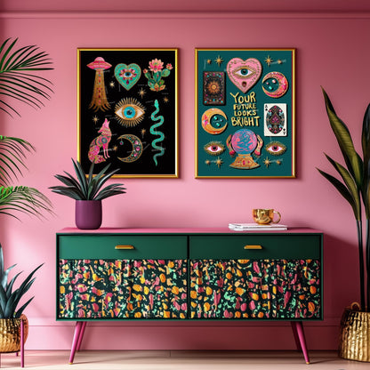 Your Future Looks Bright – Surrealist Wall Art Witchy Wall Decor Fortune Telling Print Eye Wall Art Witchy Wall Decor Inspirational Quote