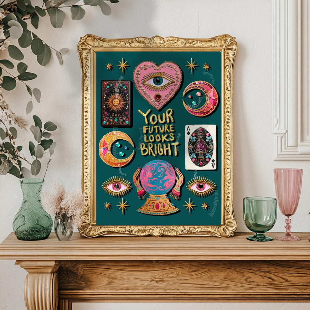 Your Future Looks Bright – Surrealist Wall Art Witchy Wall Decor Fortune Telling Print Eye Wall Art Witchy Wall Decor Inspirational Quote