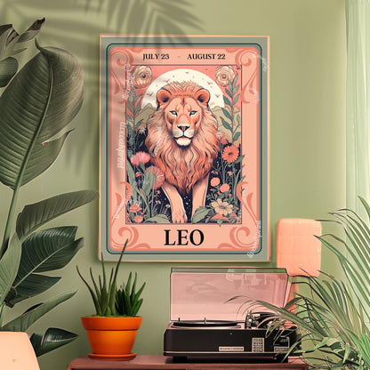 Leo Tarot Print – Leo Gift, Leo Art Print Zodiac Wall Art Astrology Dorm Decor Wall Print August Birthday Gift Leo Wall Art Leo Home Decor