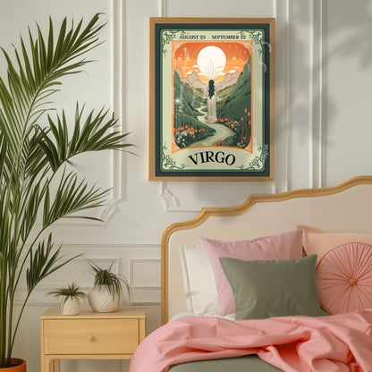 Virgo Tarot Print – Virgo Gift, Virgo Art Print Zodiac Wall Art Astrology Dorm Decor Wall Print September Birthday Gift Virgo Home Decor