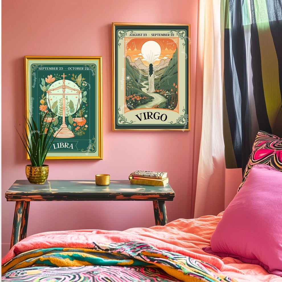 Libra Tarot Print – Libra Gift, Libra Art Print Zodiac Wall Art Astrology Dorm Decor Wall Print October Birthday Gift Libra Home Decor
