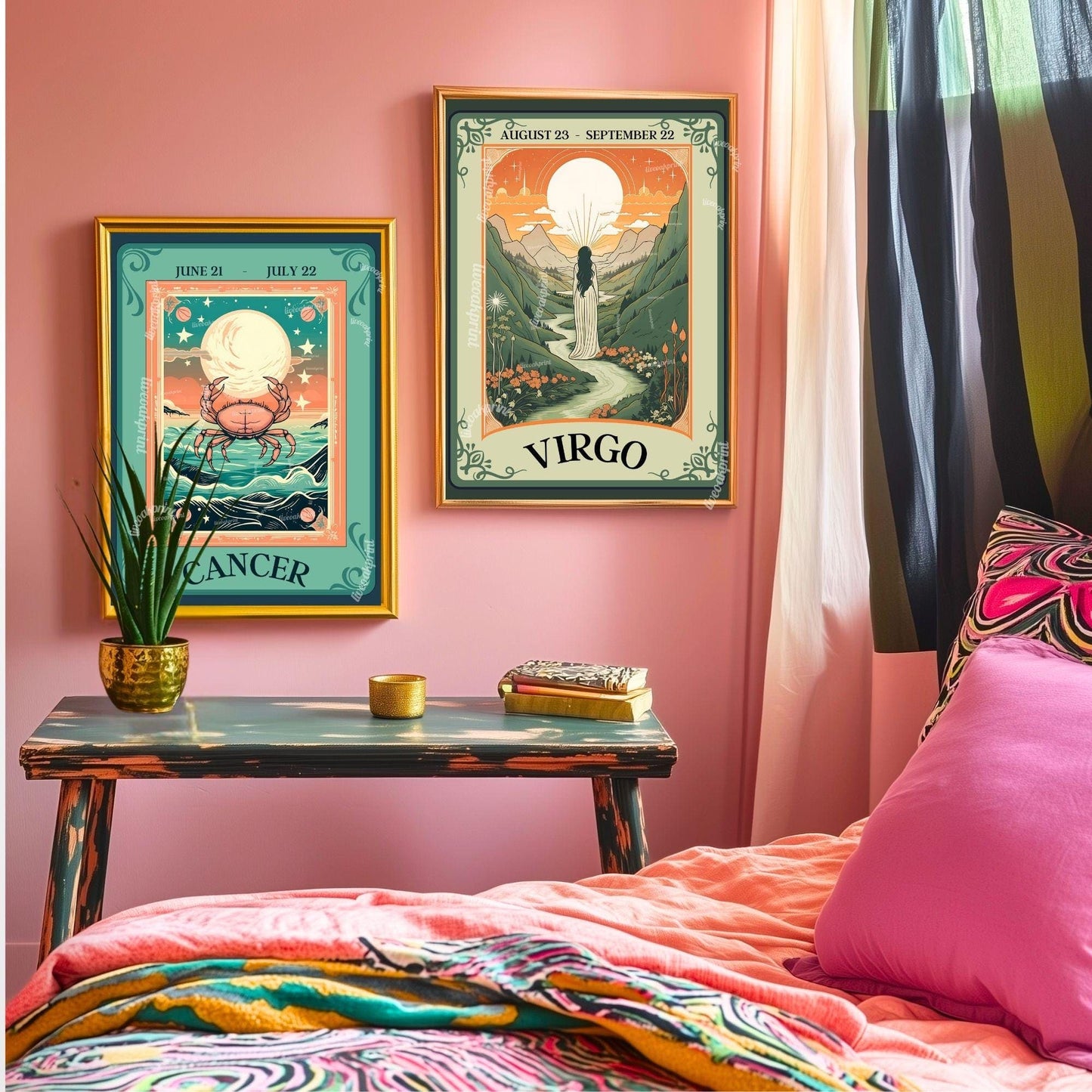Cancer Tarot Print – Cancer Gift, Cancer Art Print Zodiac Wall Art Astrology Dorm Decor Wall Print July Birthday Gift Cancer Home Decor