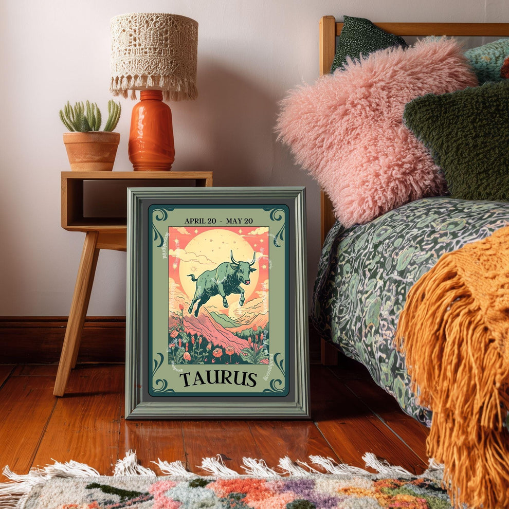 Taurus Tarot Print – Taurus Gift, Taurus Art Print Zodiac Wall Art Astrology Decor Earth Sign Wall Print April Birthday Gift Taurus Decor