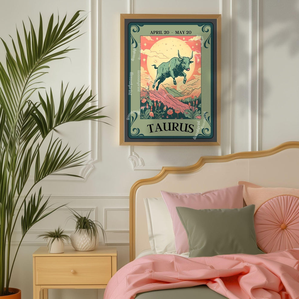 Taurus Tarot Print – Taurus Gift, Taurus Art Print Zodiac Wall Art Astrology Decor Earth Sign Wall Print April Birthday Gift Taurus Decor