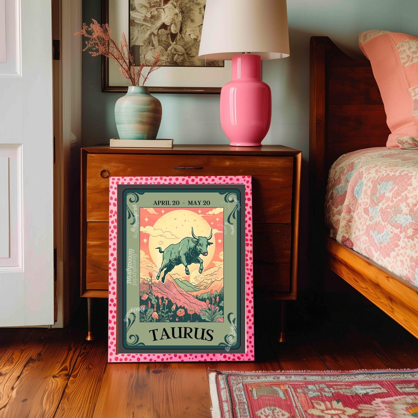 Taurus Tarot Print – Taurus Gift, Taurus Art Print Zodiac Wall Art Astrology Decor Earth Sign Wall Print April Birthday Gift Taurus Decor
