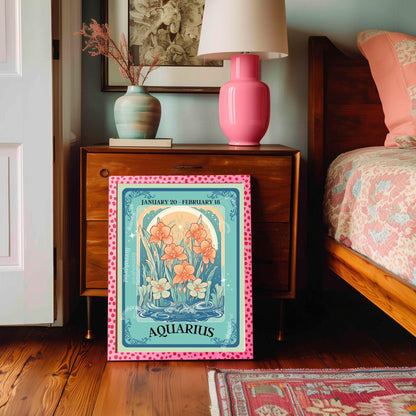 Aquarius Tarot Print – Aquarius Gift, Aquarius Art Print Zodiac Wall Art Astrology Decor Air Sign Wall Print January Birthday Gift