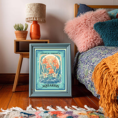 Aquarius Tarot Print – Aquarius Gift, Aquarius Art Print Zodiac Wall Art Astrology Decor Air Sign Wall Print January Birthday Gift