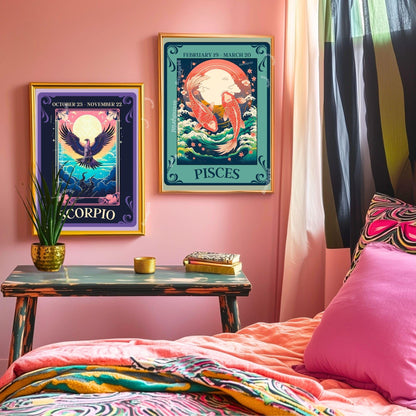 Scorpio Tarot Print – Scorpio Gift, Zodiac Wall Art Astrology Decor Mysterious Water Sign Poster October Birthday Scorpio Art Print