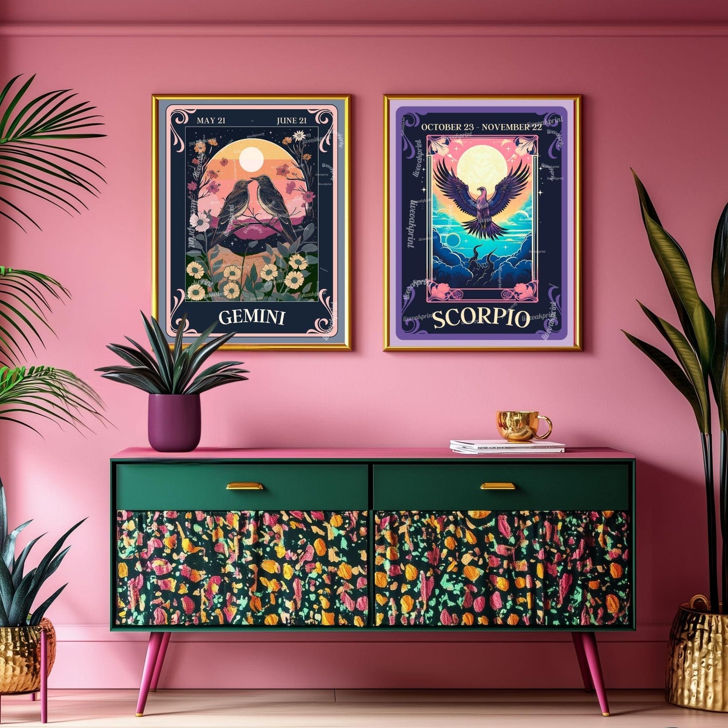 Scorpio Tarot Print – Scorpio Gift, Zodiac Wall Art Astrology Decor Mysterious Water Sign Poster October Birthday Scorpio Art Print