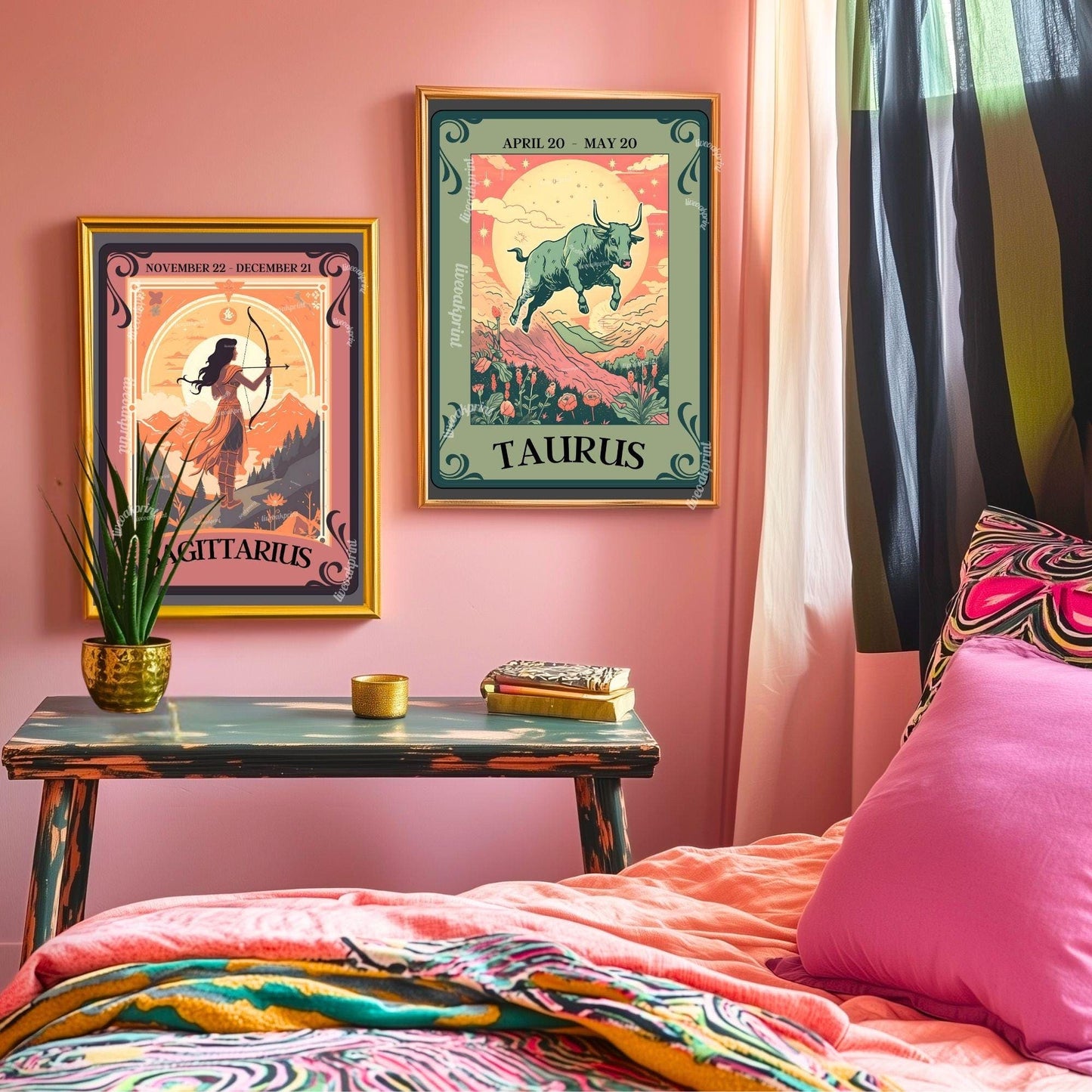 Sagittarius Tarot Print – Sagittarius Gift, Zodiac Wall Art, Archer Astrology Decor, Boho Dorm Poster, December Birthday Sagittarius Art