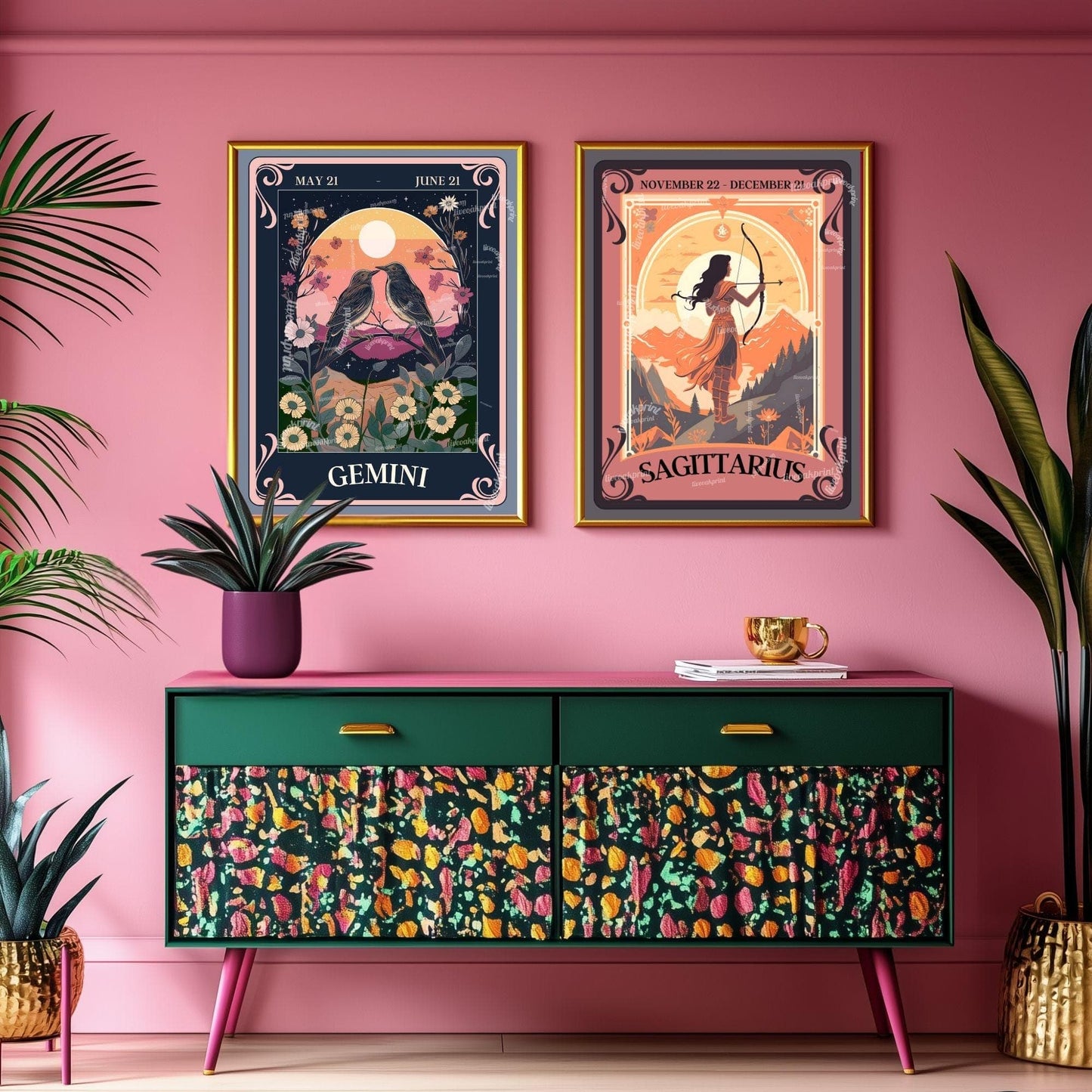 Sagittarius Tarot Print – Sagittarius Gift, Zodiac Wall Art, Archer Astrology Decor, Boho Dorm Poster, December Birthday Sagittarius Art