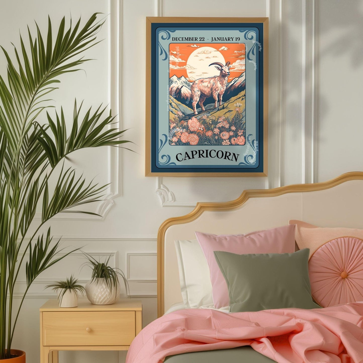 Capricorn Tarot Print – Capricorn Gift, Zodiac Wall Art Astrology Decor Ambitious Earth Sign Poster January Birthday Capricorn Art Print