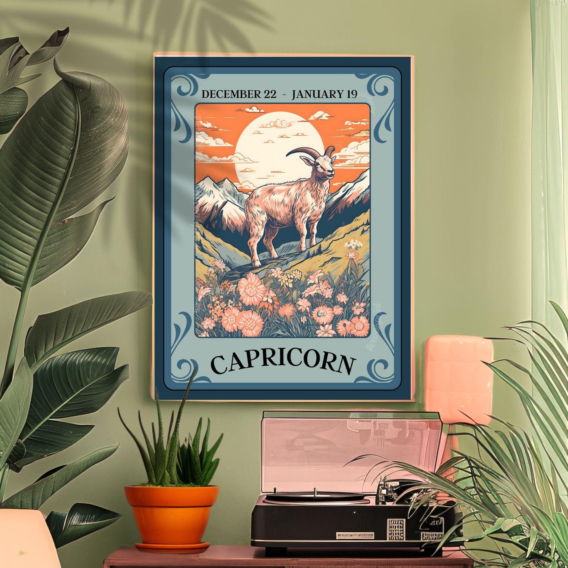 Capricorn Tarot Print – Capricorn Gift, Zodiac Wall Art Astrology Decor Ambitious Earth Sign Poster January Birthday Capricorn Art Print