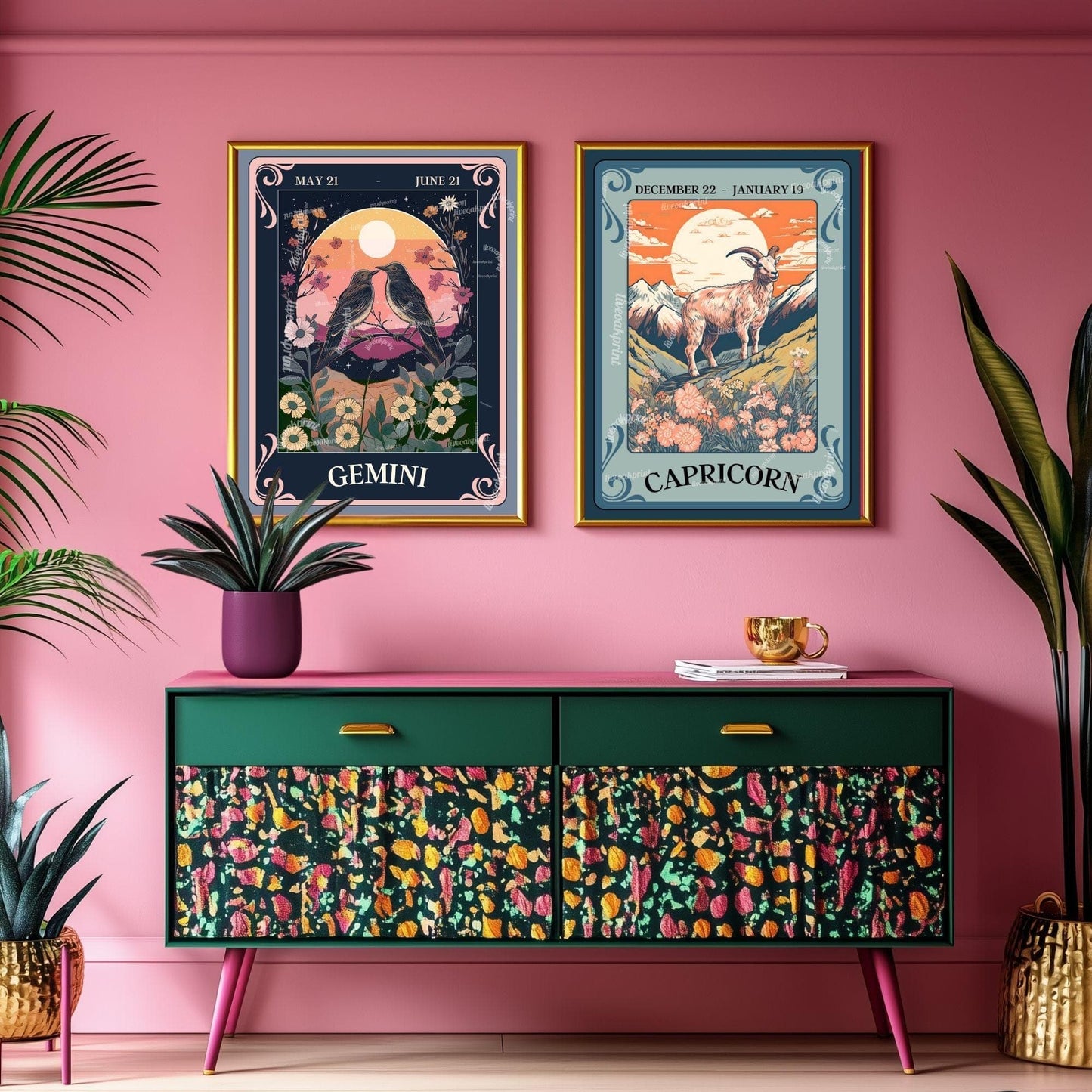 Capricorn Tarot Print – Capricorn Gift, Zodiac Wall Art Astrology Decor Ambitious Earth Sign Poster January Birthday Capricorn Art Print