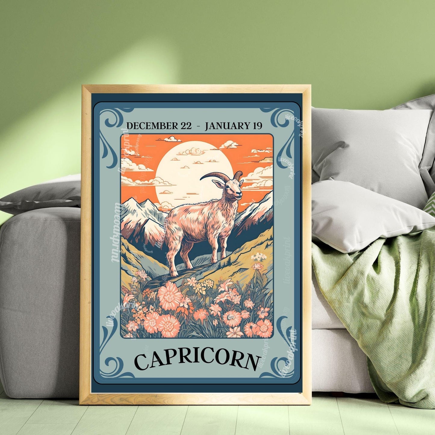 Capricorn Tarot Print – Capricorn Gift, Zodiac Wall Art Astrology Decor Ambitious Earth Sign Poster January Birthday Capricorn Art Print