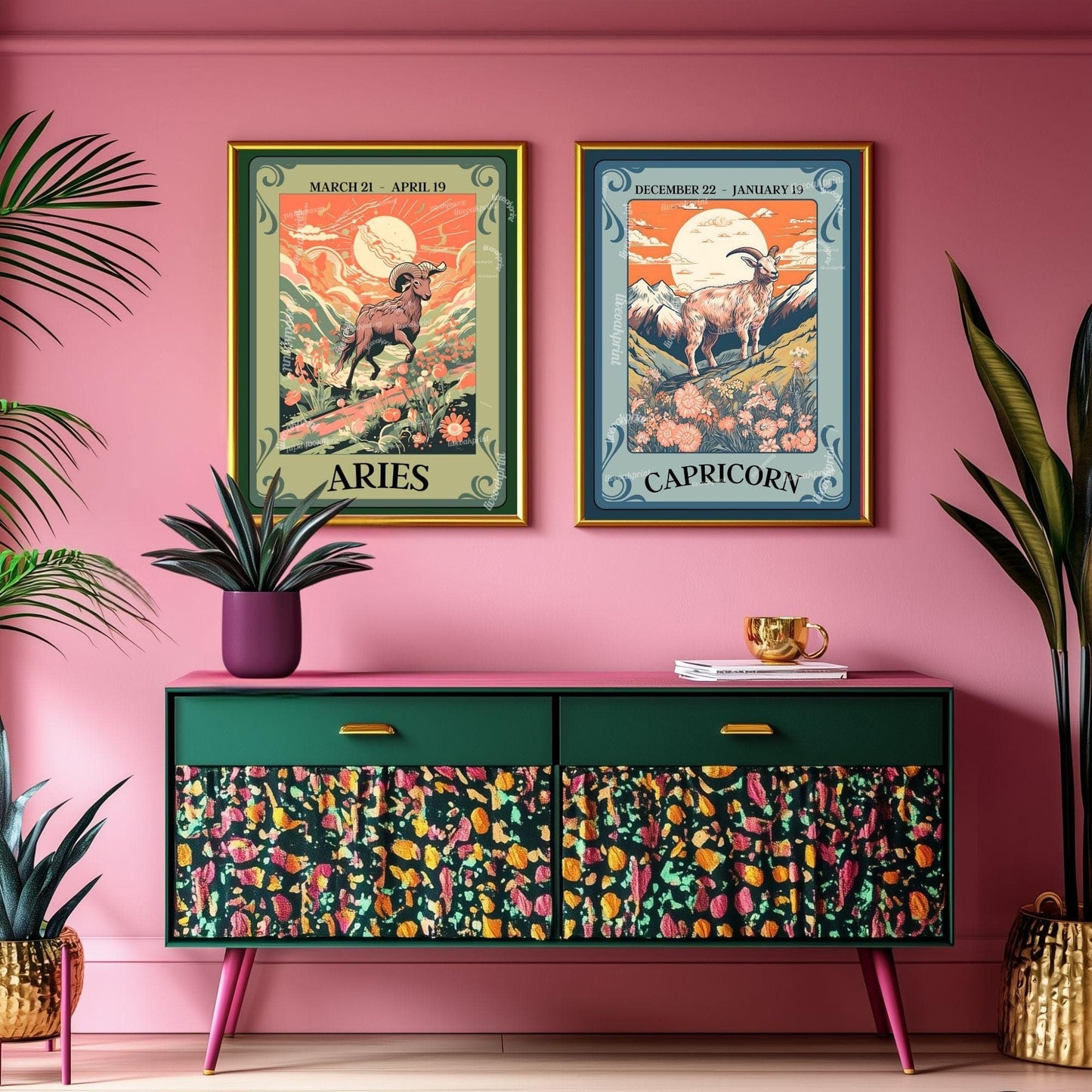 Aries Tarot Print – Aries Gift, Aries Art Print Zodiac Wall Art Astrology Decor Fire Sign Poster March Birthday Gift Aries Wall Decor