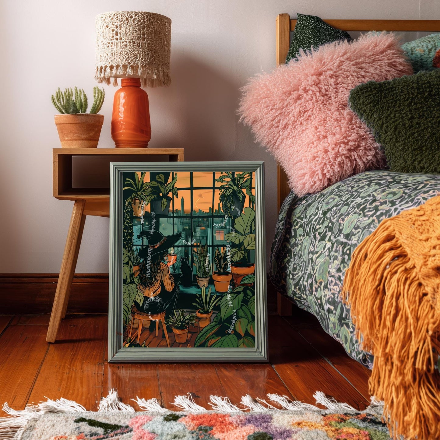 Witch Drinking Coffee Wall Art