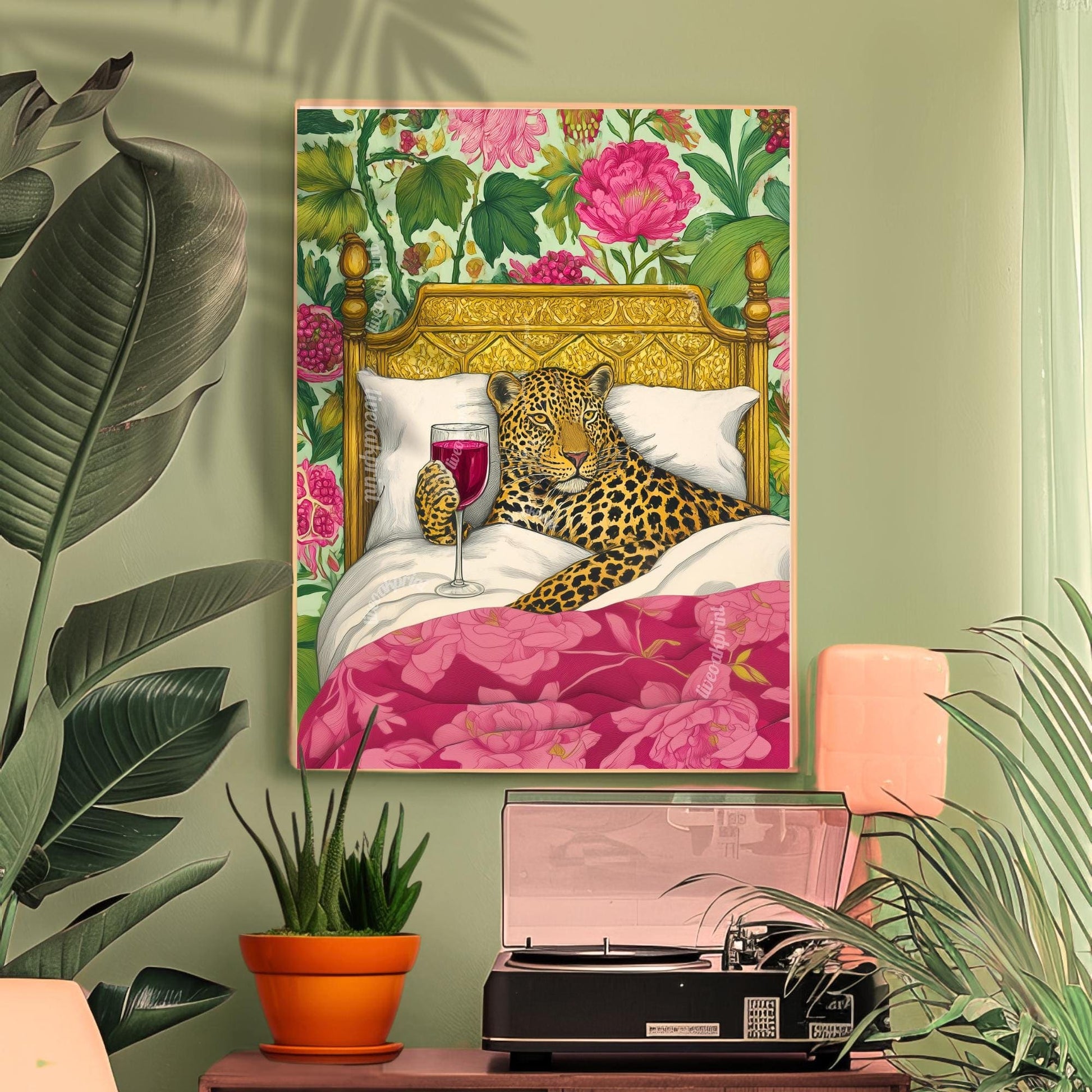 Cozy Leopard Relaxes With Wine