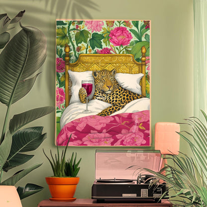 Cozy Leopard Relaxes With Wine