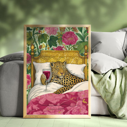 Cozy Leopard Relaxes With Wine
