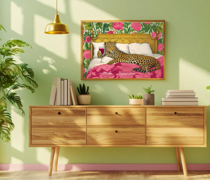 Leopard Loves Wine in Bed
