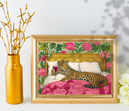 Leopard Loves Wine in Bed