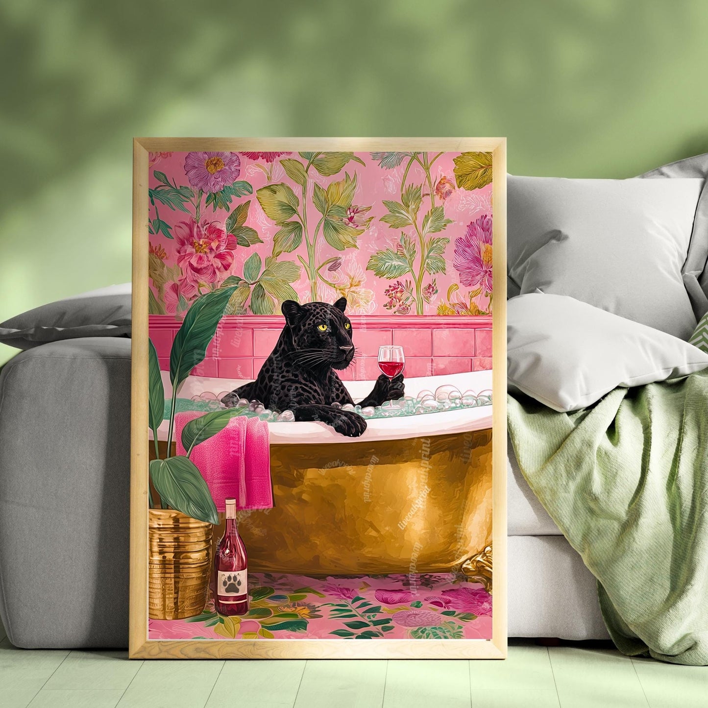 Panther With Wine & Bubble Bath