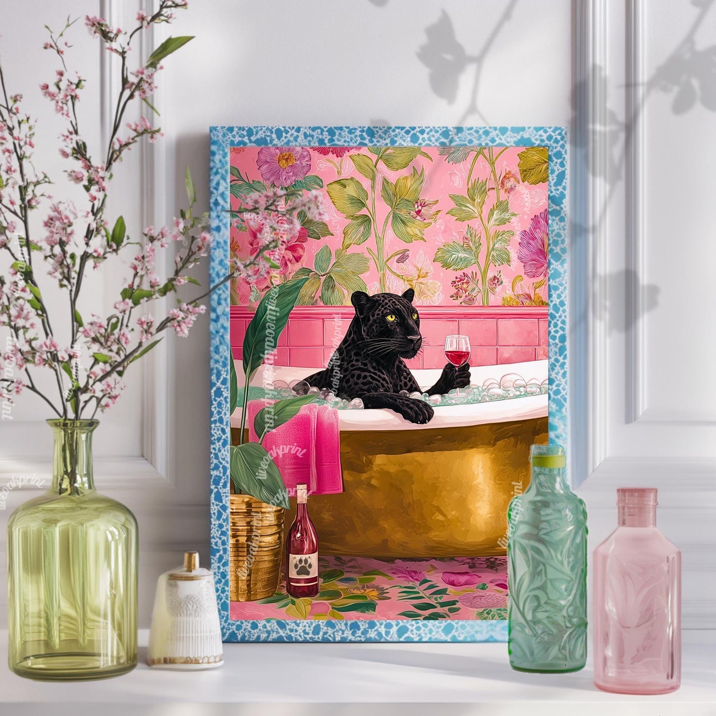 Panther With Wine & Bubble Bath