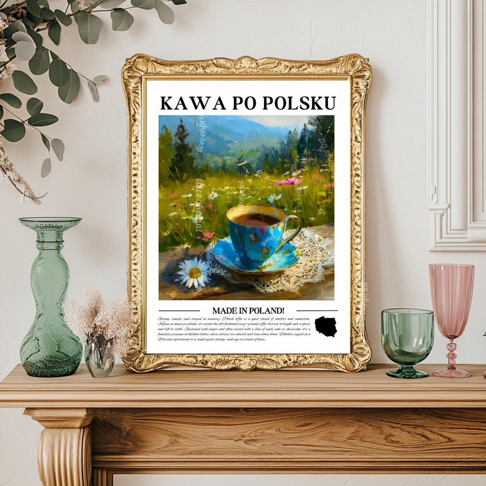 Polish Coffee Wall Art – Poland Kitchen Decor Rustic Coffee Print Polish Cafe Poster Countryside Art Print Coffee Lover Gift