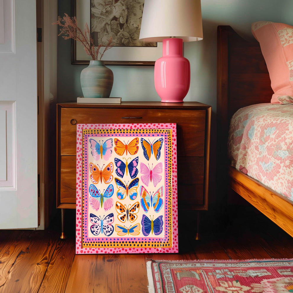 Colorful Butterfly Wall Art – Vibrant Butterfly Print Whimsical Nature Decor Bright Insect Art Maximalist Gallery Wall Living Room Decor
