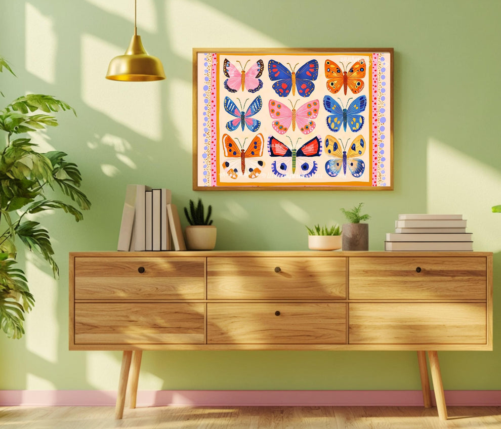 Horizontal Butterfly Print – Colorful Butterfly Wall Art Nature-Inspired Decor Maximalist Gallery Wall Dopamine Decor Over Couch Wall Art