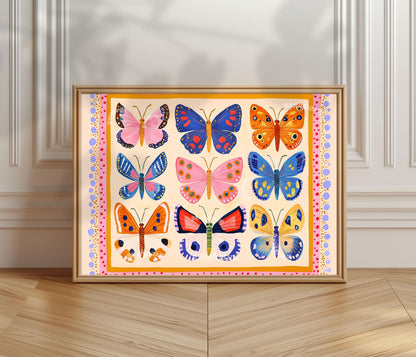 Horizontal Butterfly Print – Colorful Butterfly Wall Art Nature-Inspired Decor Maximalist Gallery Wall Dopamine Decor Over Couch Wall Art
