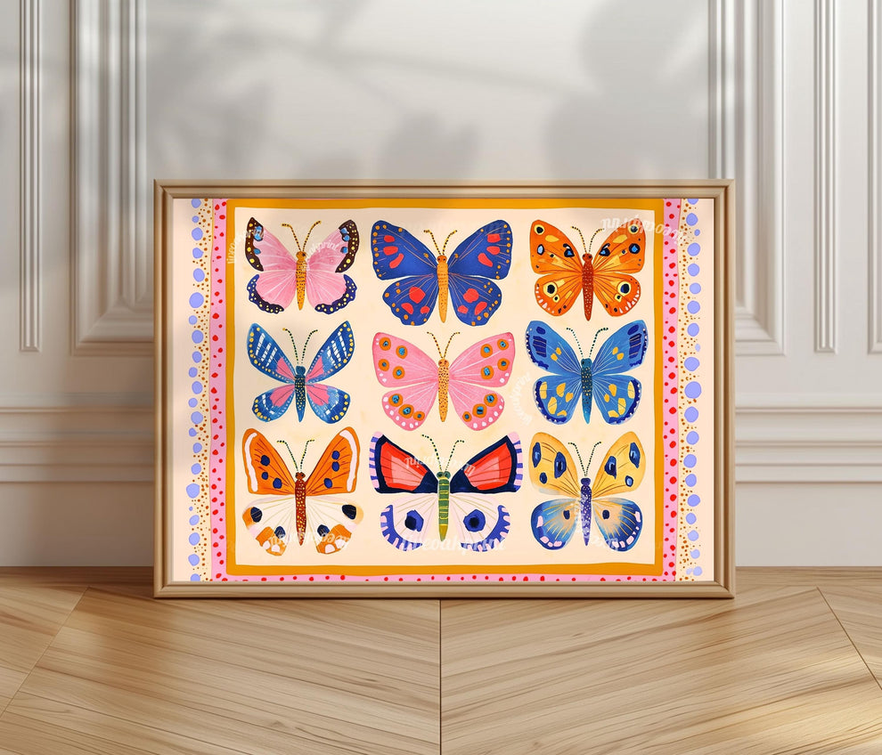 Horizontal Butterfly Print – Colorful Butterfly Wall Art Nature-Inspired Decor Maximalist Gallery Wall Dopamine Decor Over Couch Wall Art