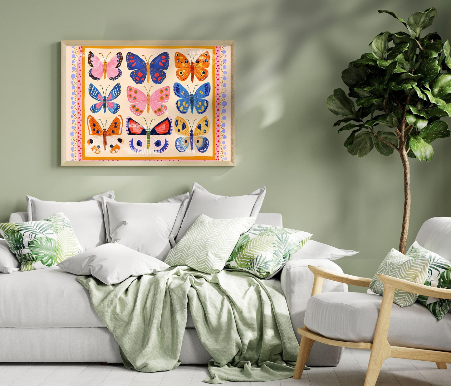 Horizontal Butterfly Print – Colorful Butterfly Wall Art Nature-Inspired Decor Maximalist Gallery Wall Dopamine Decor Over Couch Wall Art