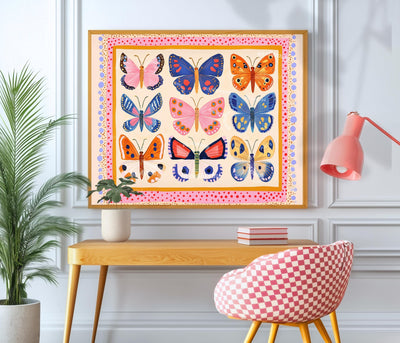Horizontal Butterfly Print – Colorful Butterfly Wall Art Nature-Inspired Decor Maximalist Gallery Wall Dopamine Decor Over Couch Wall Art